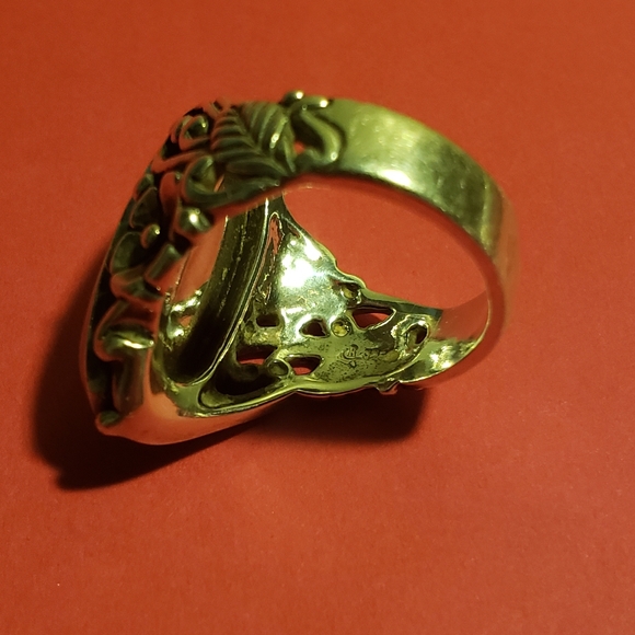 Vintage 925 Sterling Silver Pink Oval Rhodochrosite Ring - Picture 6 of 6